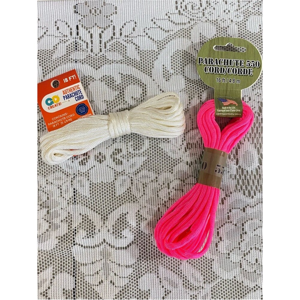 Parachute Cord Bundle of Two NWT Pink White Crafting Jewelry Making